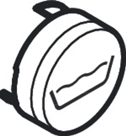 Rundes Druckknopf-Symbol in Weiß, dargestellt mit einer Wellenlinie, für die Verwendung in Produkten von Hansgrohe.